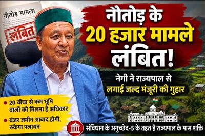 नौतोड़ के 20 हजार मामले लंबित, मंत्री नेगी ने राज्यपाल से लगाई जल्द मंजूरी की गुहार; बोले - पलायन रोकने में अहम होगा फैसला; पढ़ें पूरी खबर..